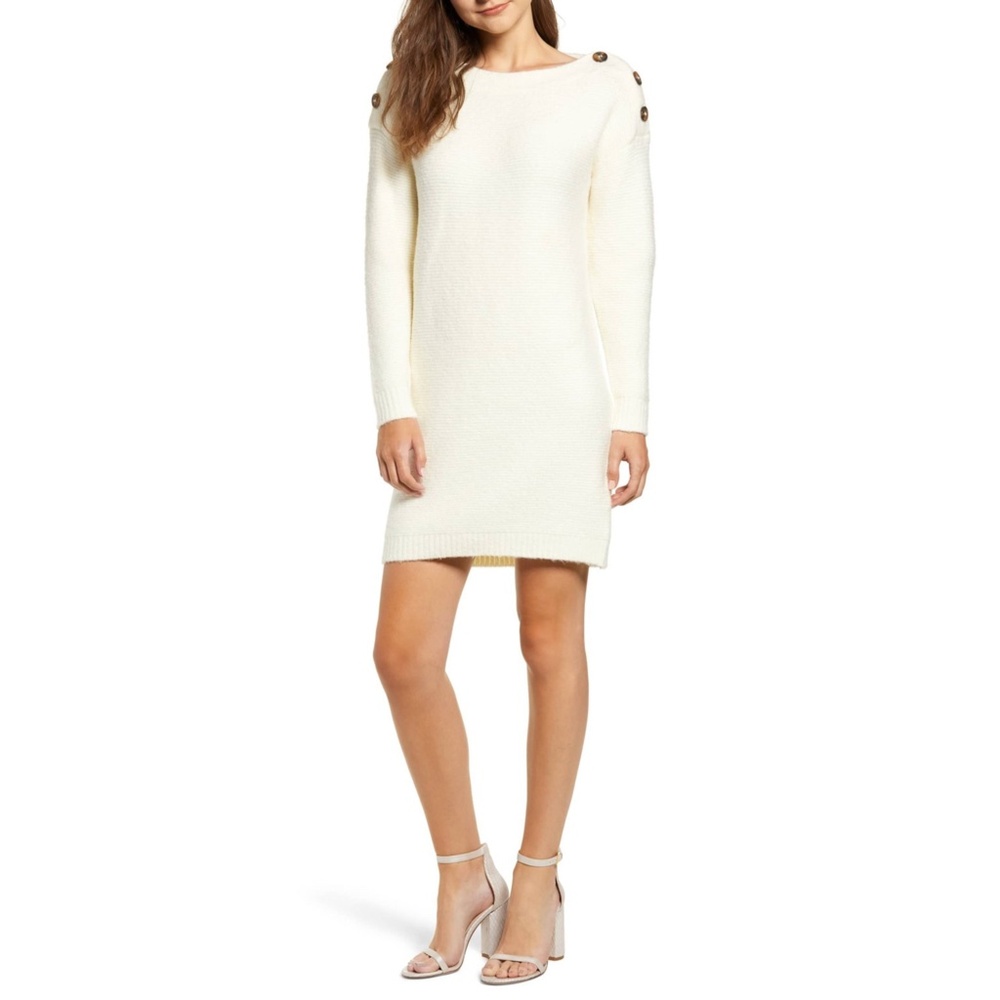 New Chriselle Lim Sawyer Sweater Dress Ivory XS